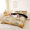 thumbnail image 3 of Homewish Wild Dinosaur Bedding,Minimalist Sketch Dino Duvet Cover Full,Brown,Black Reversible,3 Pieces,1 Duvet Cover and 2 Pillowcases, 3 of 6