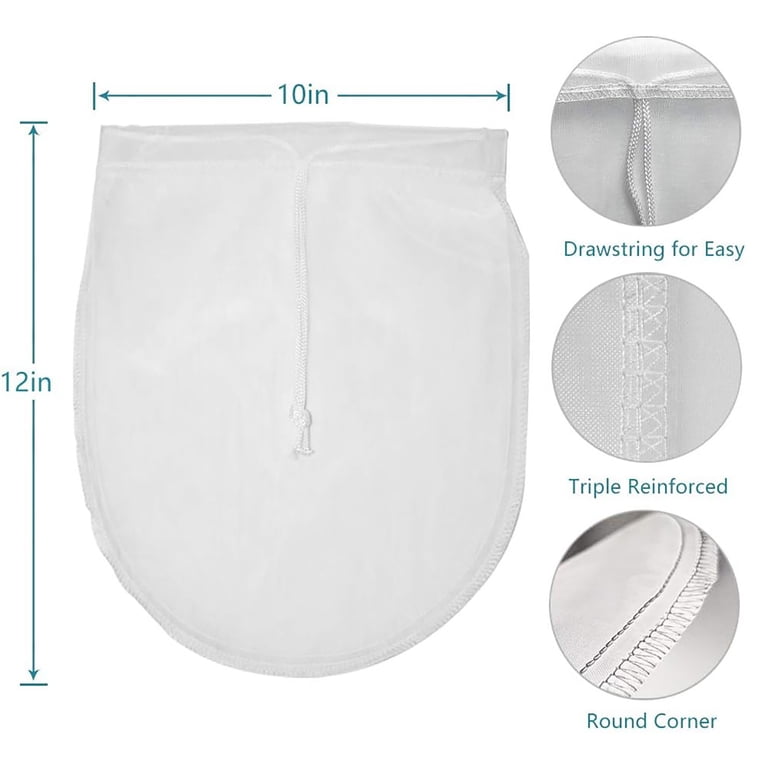 MOSTFUN 10-Pack Reusable Cheese Cloths For Straining - 20x30cm Fine Mesh Nut Milk Bags With Drawstring