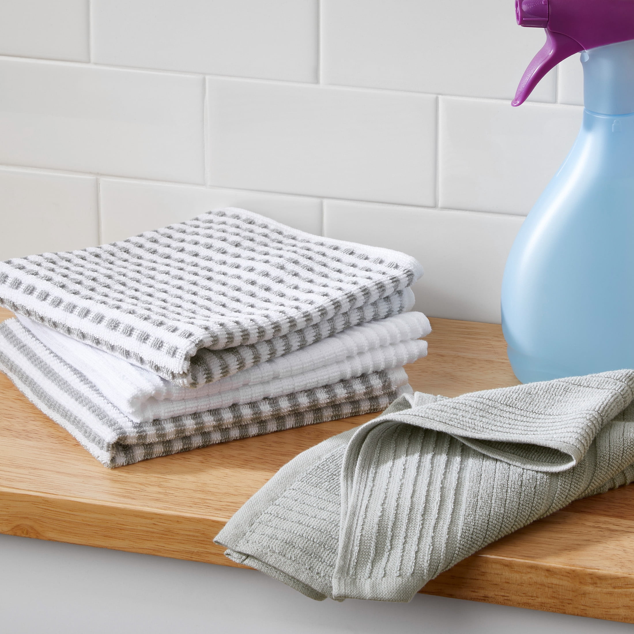 Better Homes & Gardens 4pk Barmop Set, 16"x19", Soft Silver