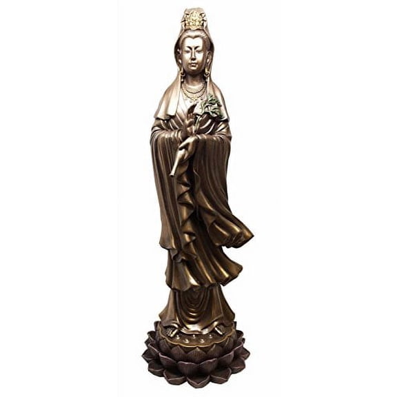 GODDESS DEITY BODHISATTVA KUAN YIN GUANYIN ON LOTUS STATUE SCULPTURE