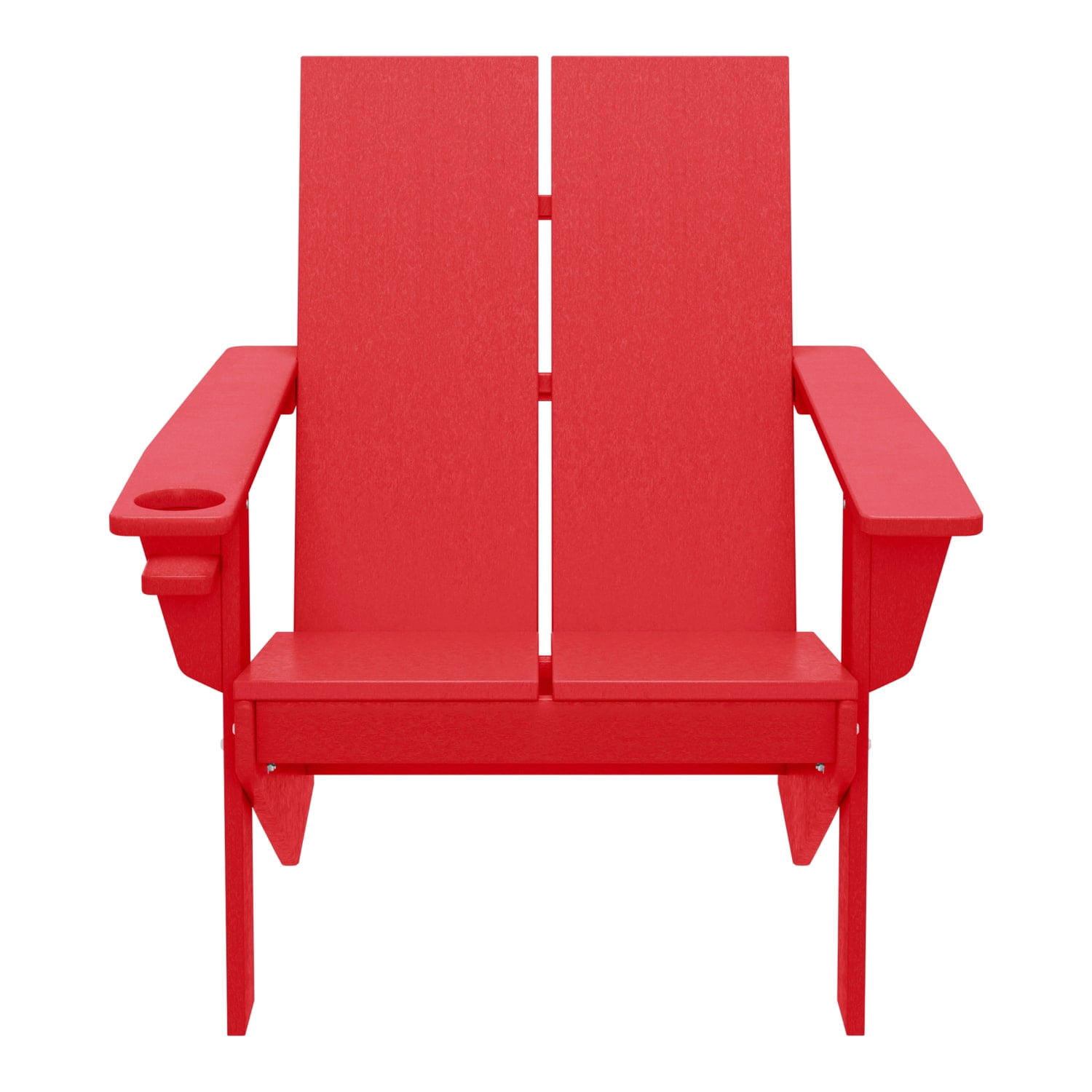 WestinTrends Riviera Outdoor HDPE Modern Adirondack Chair with Cup Holder (Set of 4), Red