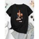 thumbnail image 2 of Camiseta gráfica informal para mujer: diseño en color champán líquido, cuello redondo y manga corta, tejido de algodón ligero, ideal para conjuntos de verano y ropa informal., 2 of 6