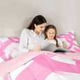 thumbnail image 4 of Homewish Aesthetic Lines Full Size Comforter Sets,Modern Abstract Art Bedding Comforter Set,Pink White,Pink Reversible,3-Piece,1 Comforter and 2 Pillowcases, 4 of 7