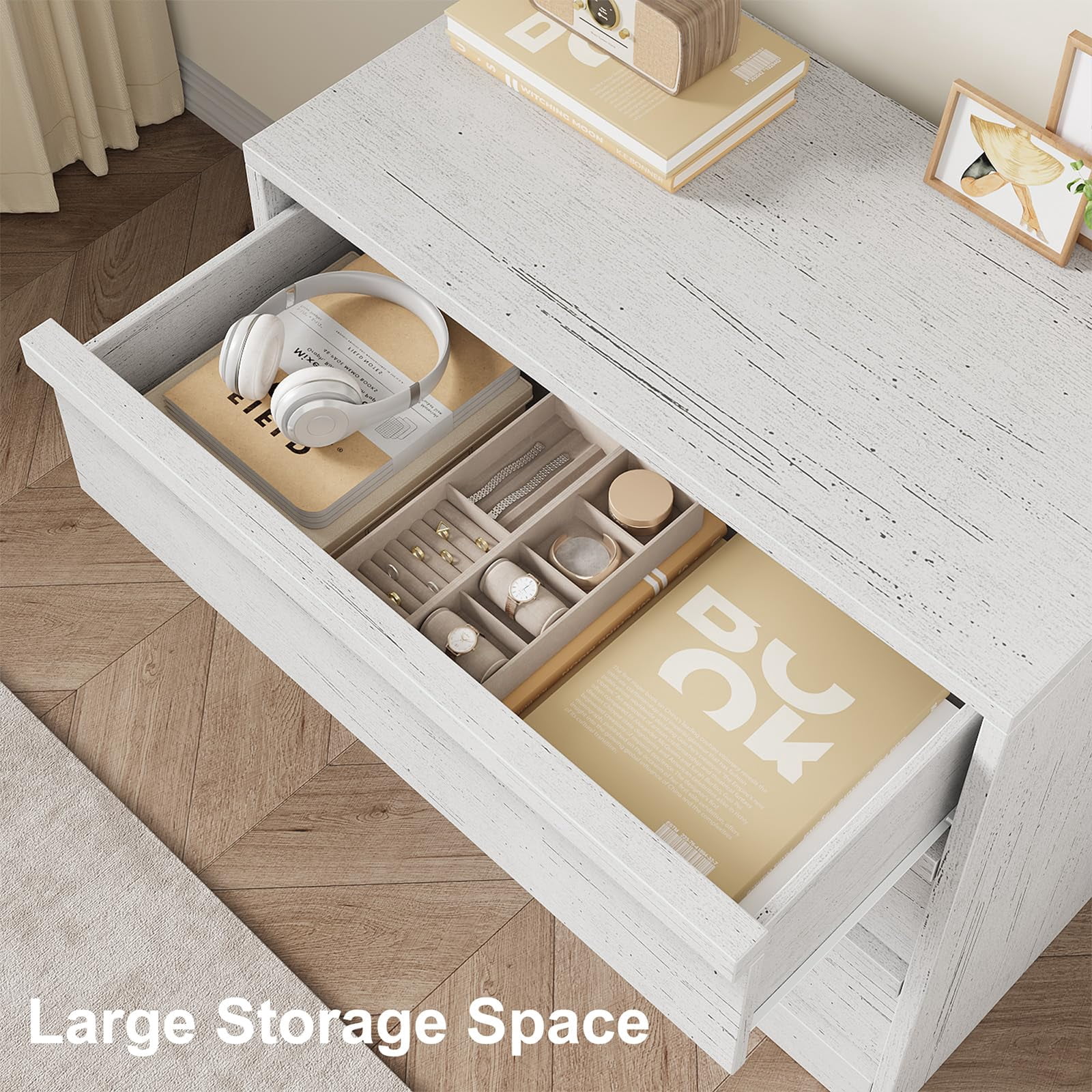 Modern 4-Drawer Dresser for Bedroom - Spacious Storage Cabinet - Versatile bedside table or Bedside Table for Living Room, Nursery, Entryway