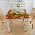 thumbnail image 3 of WYYP Autumn Square Elastic Fitted Tablecloth, Fall Pumpkin Maple Leaves Elastic Edged Table Cover, Dust Proof Washable Tablecloth for Family Picnic Party Use White, 3 of 7