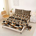 thumbnail image 2 of jejeloiu Modern Aztec Bed Sheets,Block Print Full Size Sheets For Boys,Black Tan,4 Pieces,1 Flat Sheet, 1 Fitted Sheet and 2 Pillowcases, 2 of 6