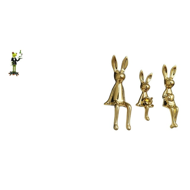 Escultura de animales de la familia de ranas y conejos, figura decorativa de mesa para chimenea, entrada, estante, escritorio, centro de mesa, decorac