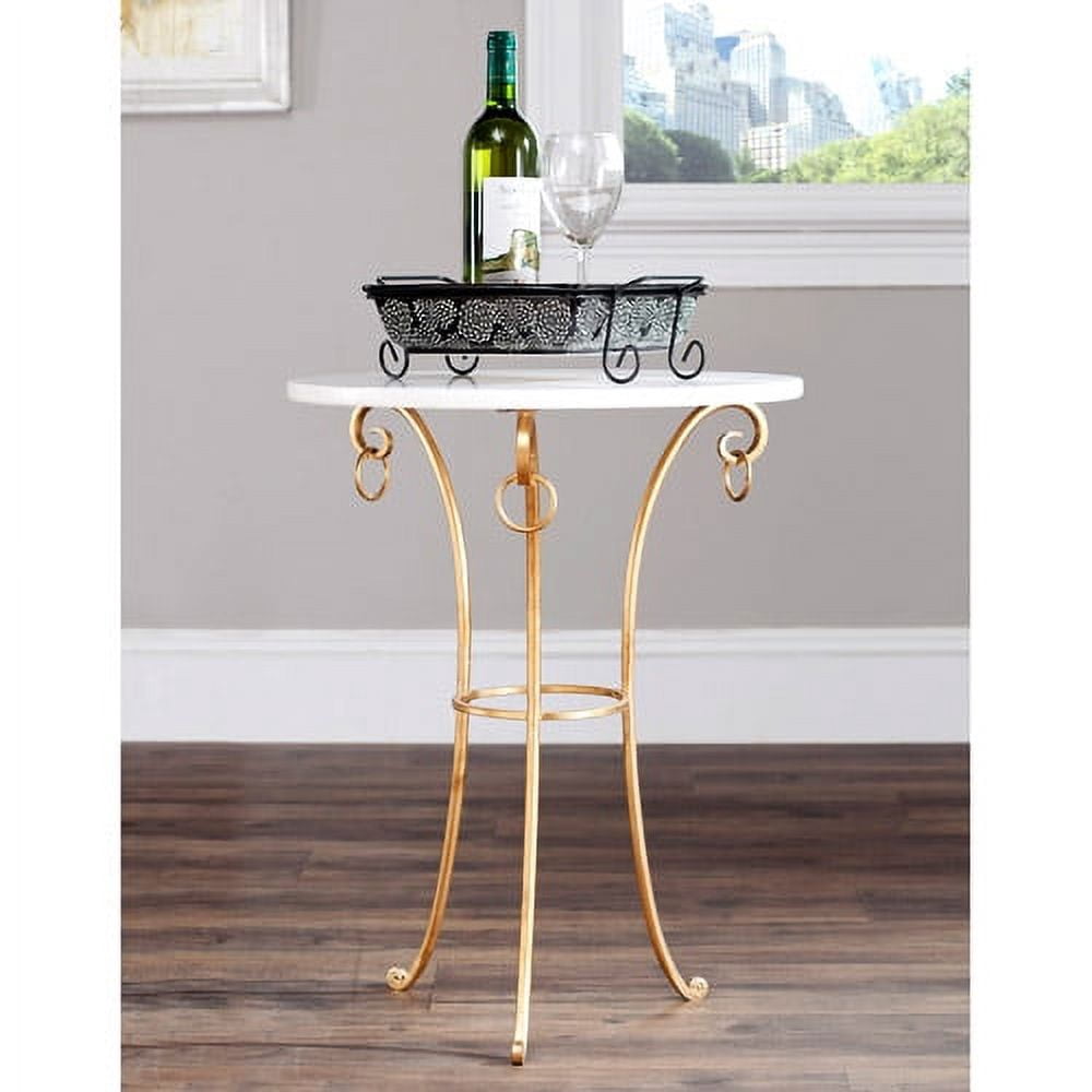 SAFAVIEH Tamara 25.5 in. H Ringed Round Top Gold Accent Table, White/Gold
