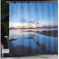 thumbnail image 4 of Ambesonne Yellowstone Shower Curtain, Lake Forest Nature, 69"Wx84"L, Blue Orange, 4 of 5