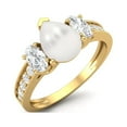 thumbnail image 5 of 1.93 Cts Pear Pearl 925 Sterling Silver Gold Vermeil Three Stone Accent Engagement Valentines Day Gifts Ring For Women, 5 of 6
