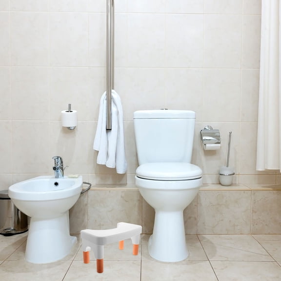 Pretyzoom Toilet Stool for Seniors White PP Adjustable Design Ergonomic Position Bathroom Use 1Pack