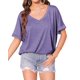 thumbnail image 2 of Camisetas de Gran Tamaño para Mujer, Cuello en V, Corta, Camisetas Holgadas Informales de Verano. Púrpura XL, 2 of 9