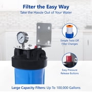 Express Water Anti Scale Whole House Water Filter – Home Water Filtration System – Polyphosphate Conditioner – includes Pressure Gauge, Easy Release, and 1” Inch Connections