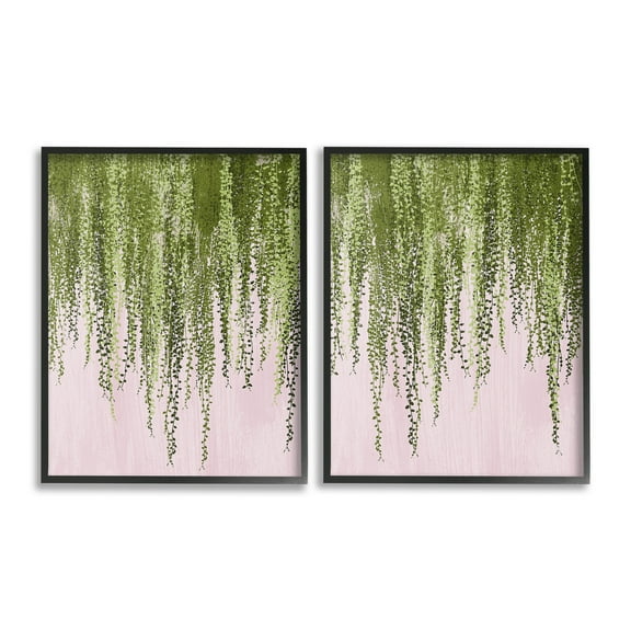 Stupell Industries Natural Falling Ivy Botanical & Floral Painting Black Framed Art Print Wall Art, 11 x 14, Set of 2