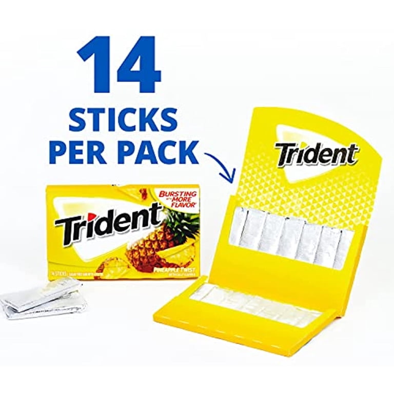 Trident Pineapple Twist Chewing Gum, 12 Packs, 168 Pieces, Made
