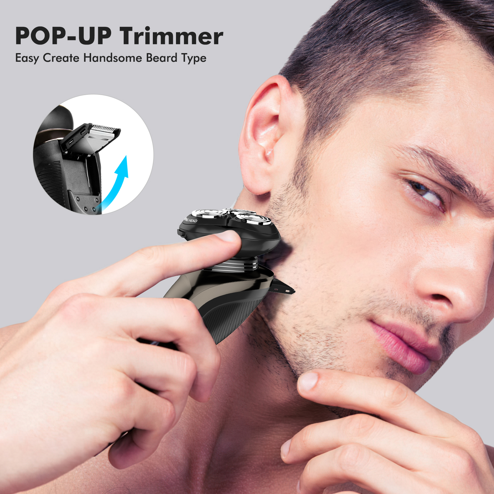 MOOSOO Electric Shaver with Clean Station, Wet Dry Waterproof Electric Razors for Men, Shaver with Pop-up Trimmer - image 3 of 9