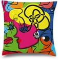 thumbnail image 1 of Awkward Styles Abstract Print Decorative Pillow Covers Abstract Female Portrait Throw Cushion Case Expressive Pattern, 1 of 2