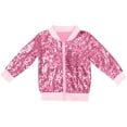 thumbnail image 2 of Miluxas Girls Sequin Jacket Glitter Long Sleeves Zipper Gradient Bomber Coat with Ribbed Cuffs, 2 of 2