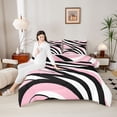 thumbnail image 4 of Castle Fairy Black Pink Stripes Girl Twin Comforter Sets,Geometric Lines Bedding Set, 4 of 8