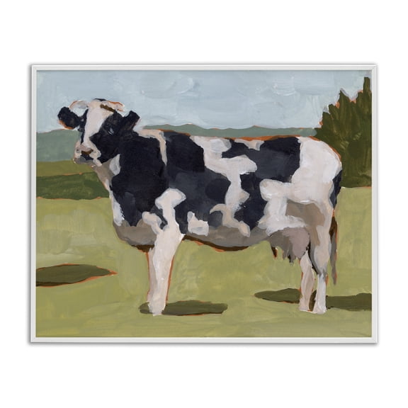 Stupell Industries Rustic Lodge Dairy Farm Cow Grazing White Framed Giclee Art, 14 x 11, by Melissa Wang