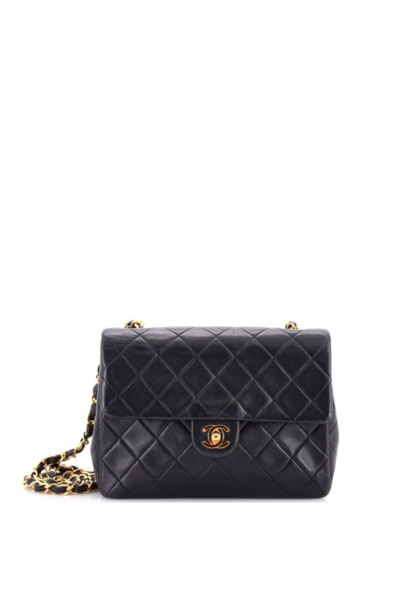 Pre-Owned Vintage Square Classic Flap Bag Quilted Lambskin Small By Rebag