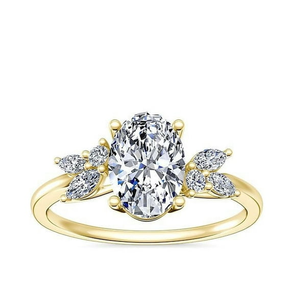 2.25 Carat Oval Cut Beautiful Moissanite Diamond Bridal Ring for Women by Diamond-Capitals Solid 14K Yellow Gold Ring Size 7