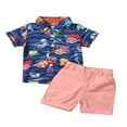 thumbnail image 1 of Little Boys Short Sleeve Button Down Shirts Tops Shorts Pants 2pcs Summer Outfits, 1 of 6