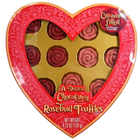 Albert's Chocolaty Rosebud Truffles, Valentine's Day, In a Heart Box, 12 Count, 4.23oz