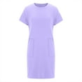 thumbnail image 5 of Kaemgyyd Womens Casual Mini Dress Soft Solid Color Short Sleeve Crew Neck T-Shirt Dresses Oversized Tunic Dress with Pockets, 5 of 6