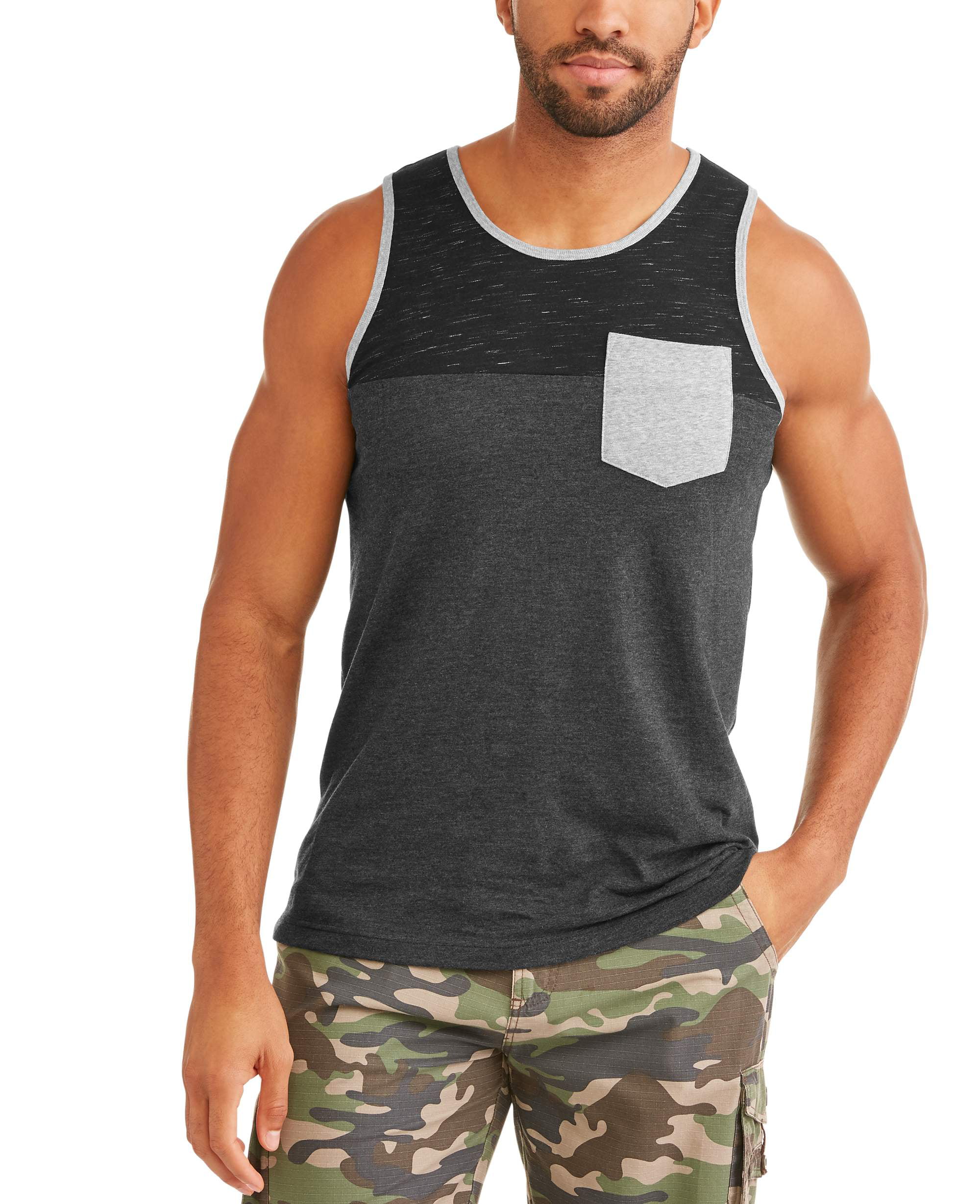 Men S Color Block Tank Top With Pocket Walmart Com