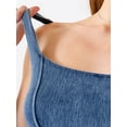 thumbnail image 3 of Women'S Square Neck Sleeveless Corset Denim Top Asymmetrical Hem High Elasticity Crop Tank Top Middle Blue XXL, 3 of 6
