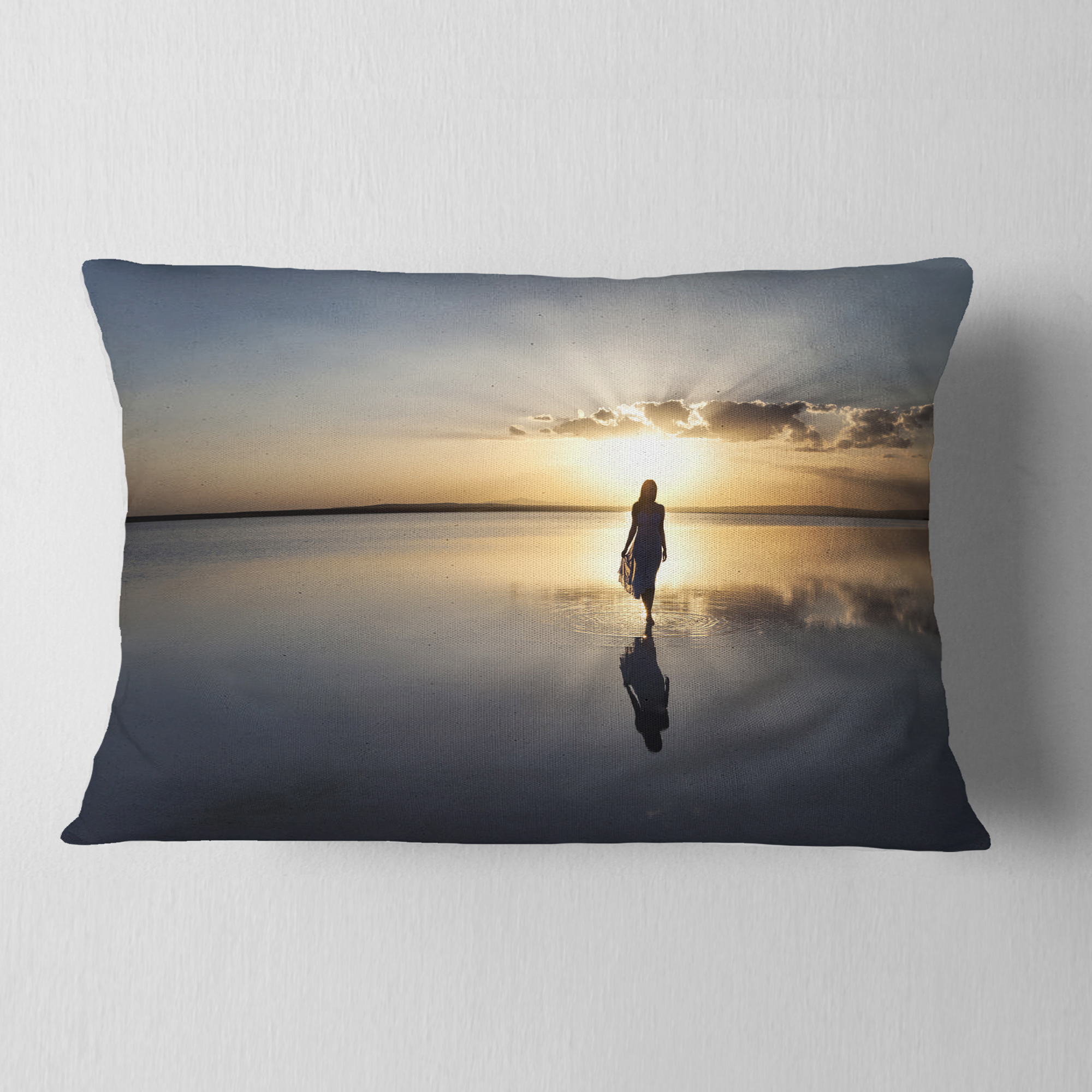 Designart Man Alone in Summer - Landscape Photo Throw Pillow - 12x20