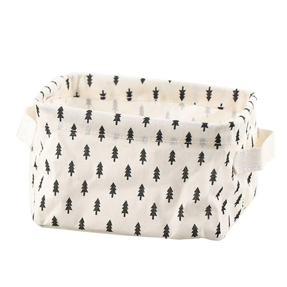 NSESSHome Cotton Linen Desktop Storage Basket Sundries Storage Box with Handle