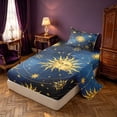 thumbnail image 2 of Homewish Boho Sun Moon Stars Twin Sheets, Astrology Celestial Bedding, 3-Piece, 1 Flat Sheet, 1 Fitted Sheet and 1 Pillowcase, 2 of 6