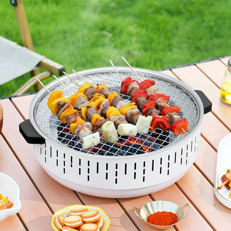 Charcoal Grill Portable Outdoor Indoor BBQ Stove White Iron