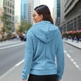 thumbnail image 4 of safuny Women Fuzzy Fleece Hoodie Fashion Casual Warm Sweatshirts Long Sleeve Solid Color Winter Hooded Blue _u S, 4 of 9
