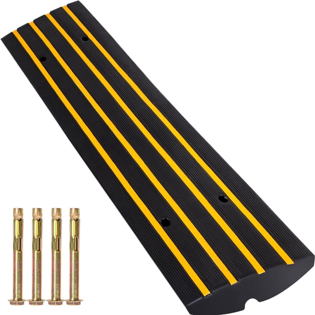 Protector de Cables para Suelo Capacidad de Carga 10t Pasacables de Suelo 123x41x6,5 cm Protector de Cable de Caucho Negro y Amarillo Reductor de Velocidad para VEVOR La rampa de acera
