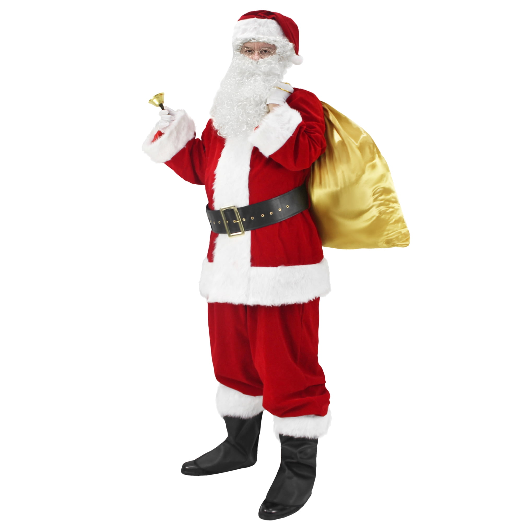 Santa Suit Adults Men 11Pcs Set Red Deluxe Classic Velvet Santa Claus  Costume For Christmas Party Cosplay -M - Walmart.com