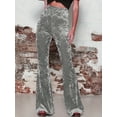thumbnail image 3 of Pantalones largos de mujer de primavera y otoño, micropantalones de mujer europeos y americanos, pantalones anchos casuales de terciopelo dorado de cintura alta para mujer, 3 of 5