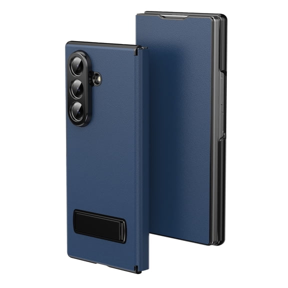 Corliven for Samsung Galaxy Z Fold 3 Case, Lightweight PU Leather Fitted Cover with Hinge Protection and Kickstand, Blue