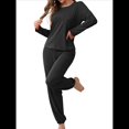 thumbnail image 1 of Conjunto de Pijama de 2 Piezas para Mujer, Camiseta y Pantalón Lisos, Suave y Elástico. Negro L, 1 of 10