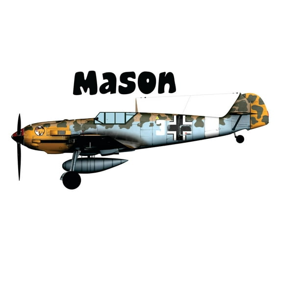Personalized Name Vinyl Decal Sticker Custom Initial Wall Art Personalization Decor Sticker Airplane Boy Kid Bedroom Nursery Room 15 Inches X 34 Inches