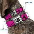thumbnail image 2 of Buckle-Down Pet Collar, Dog Collar Metal Seatbelt Buckle, Giraffe Spots Black Fuchsia, 15 to 24 Inches 1.0 Inch Wide, 2 of 8