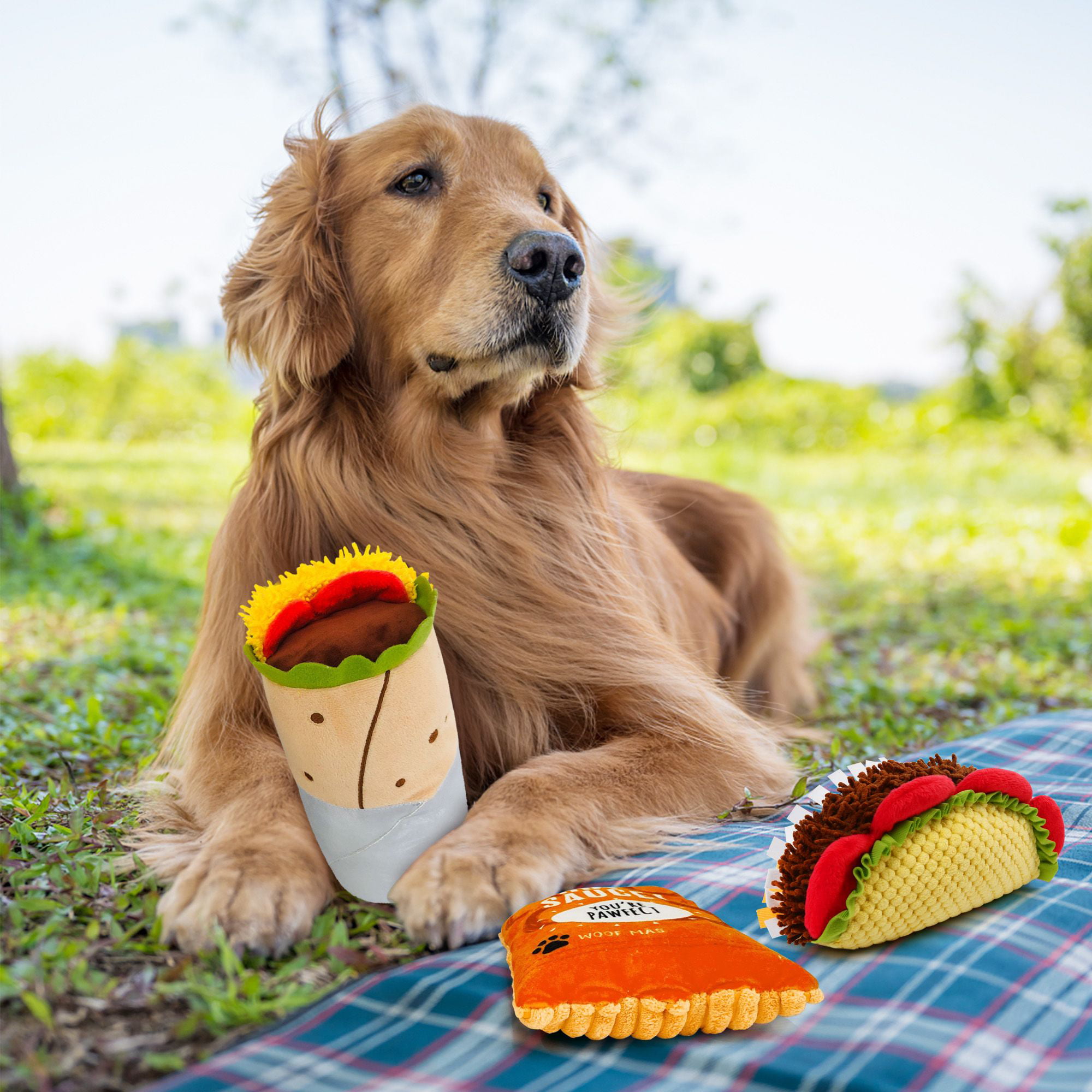 PrimePets Plush Taco Dog Toy, Food Dog Toy, Stuffed Dog Chew Toys for Small  Medium Large Dogs, Dog Birthday Toys