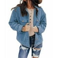 thumbnail image 6 of Women's Casual Lapel Loose Button Down Long Sleeve Corduroy Jacket with Pockets, 6 of 9