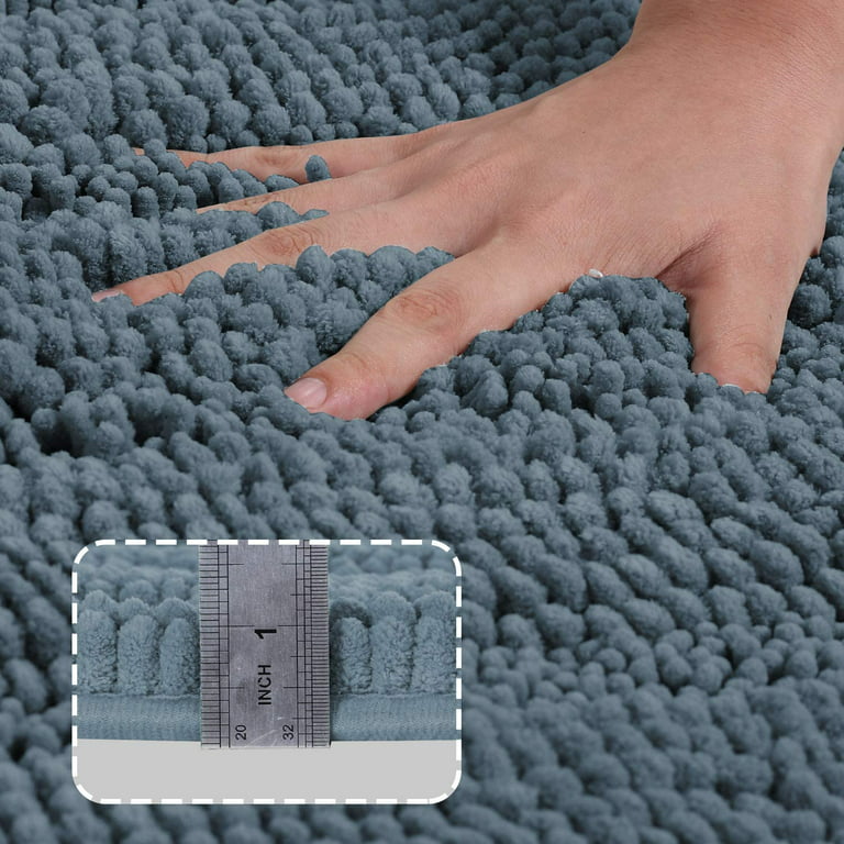 Turquoize Bathroom Rugs and Mats 1-Piece Bath Mat Set Non Slip Bath Mats for Tub Extra Soft and Absorbent Gray Shaggy Rugs for Bedroom Machine Washable Bath