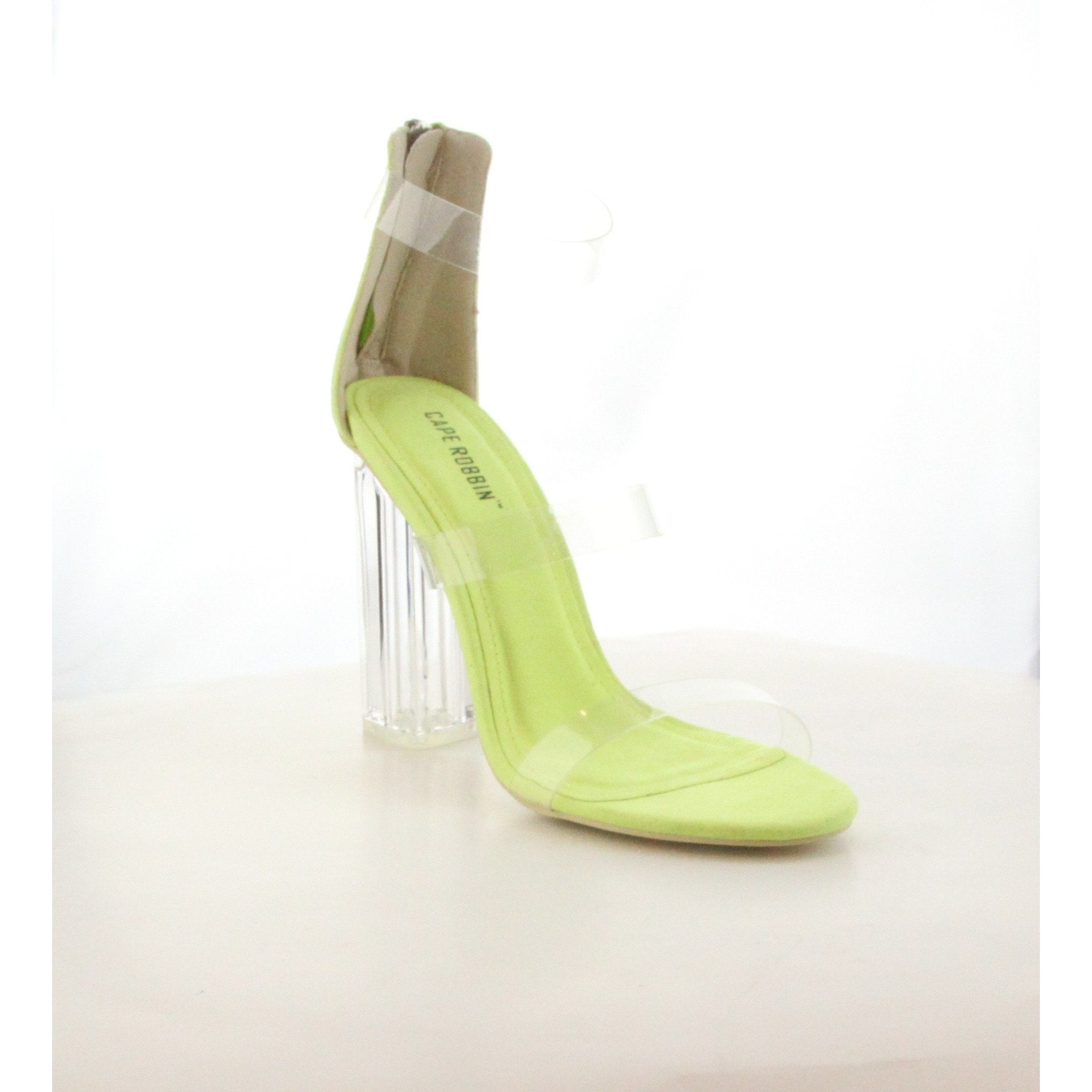 lime green clear heels