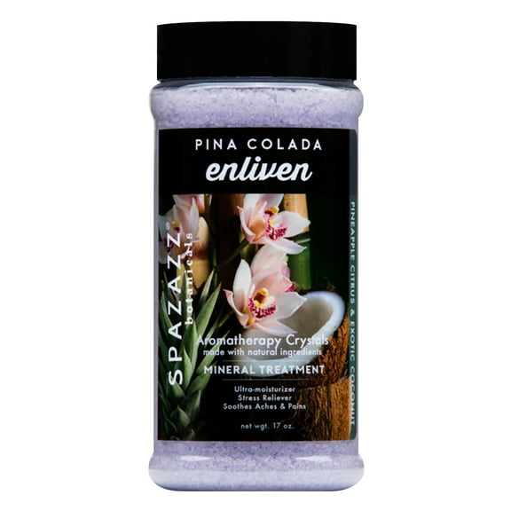Spazazz Hot Tub Aromatherapy Pina Colada Enliven 17 oz Jar. Crystals and Bath Salts for Hot Tub and Bathtub Spa - Aromatherapy Scented Salts for Relaxation!