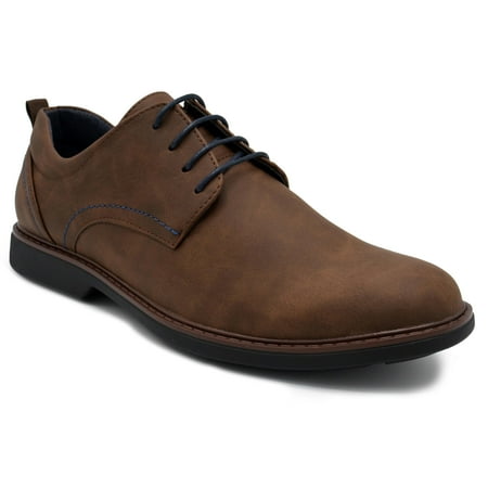 Aston Marc Men s Oxford Dress Shoes  Classic Leather Formal Footwear  Comfort Fit  Lace-Up Business Shoes for Work & Special Occasions - Brown  Size 9