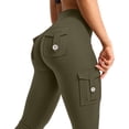 thumbnail image 5 of Lumtrix Women Workout Flare Leggings with Pockets Yoga Pants High Waisted Tummy Control Cargo Leggings Army Green 2XL, 5 of 6